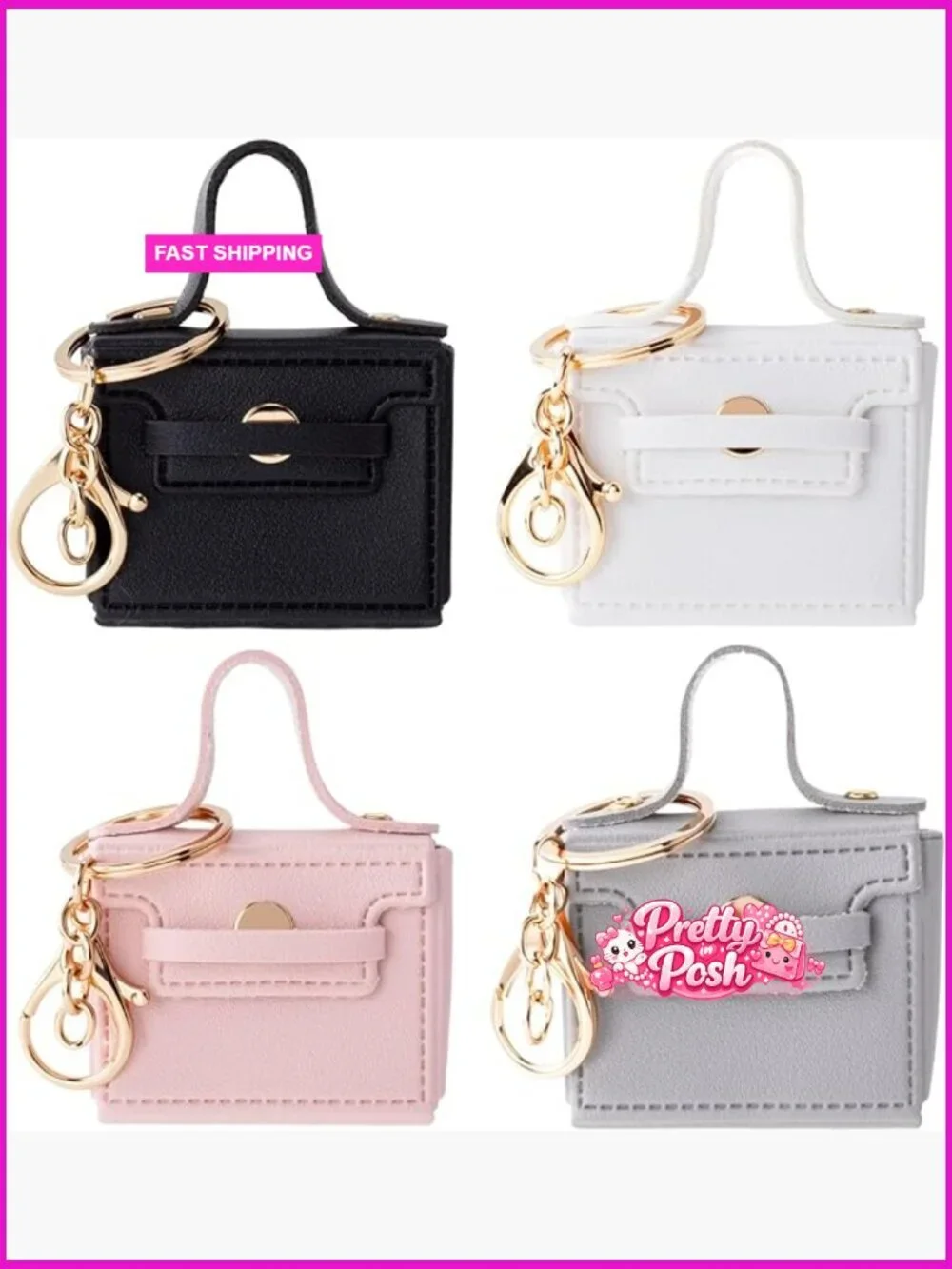 PU Leather Mini Backpack Keychain Coin Purse Zipper Pouch